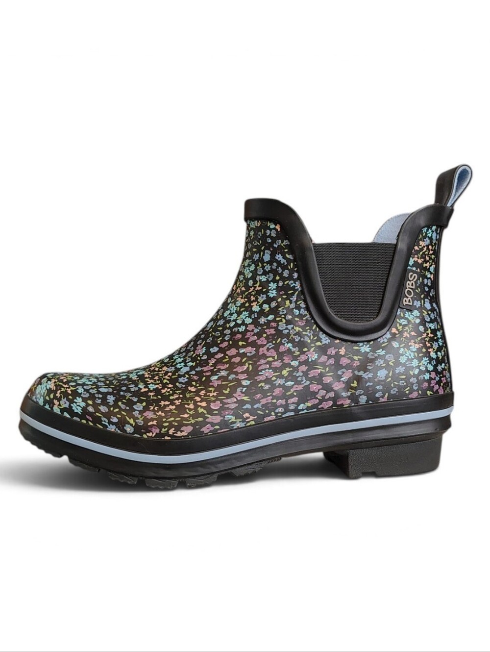 Skechers BOBS Rain Check Floral Ankle Rain Boots Women’s Size 6 Waterproof Black